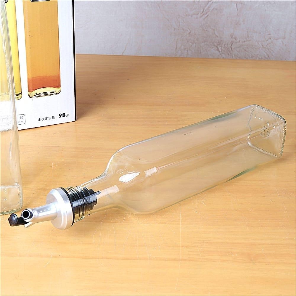 500ml Glass Oil Bottle and Crue Stainless Steel Oil Pot Soy Sauce Wine Vinegar Bottle Spice Jar
