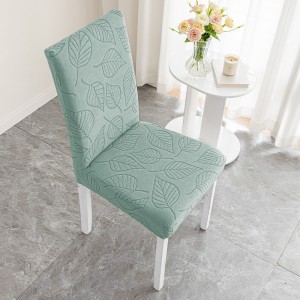 Thickened Straight Back Chair Cover, Non-Slip, Dust-Proof and Wear-Resistant Jacquard Dining Chair Cover, Household Elastic All-Inclusive Chair Cover
