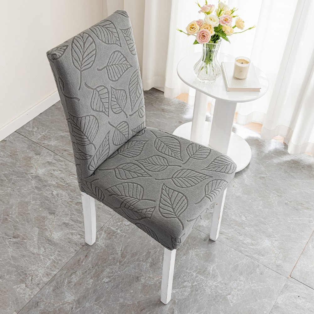 Thickened Straight Back Chair Cover, Non-Slip, Dust-Proof and Wear-Resistant Jacquard Dining Chair Cover, Household Elastic All-Inclusive Chair Cover